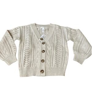 FULL TILT Tan Cable Knit Cropped Cardigan‎ Sweater XS